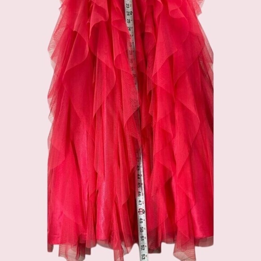 Masquerade Red Rhinestone Ruffle Tulle Prom Gown Size 1/2 - Picture 9 of 15